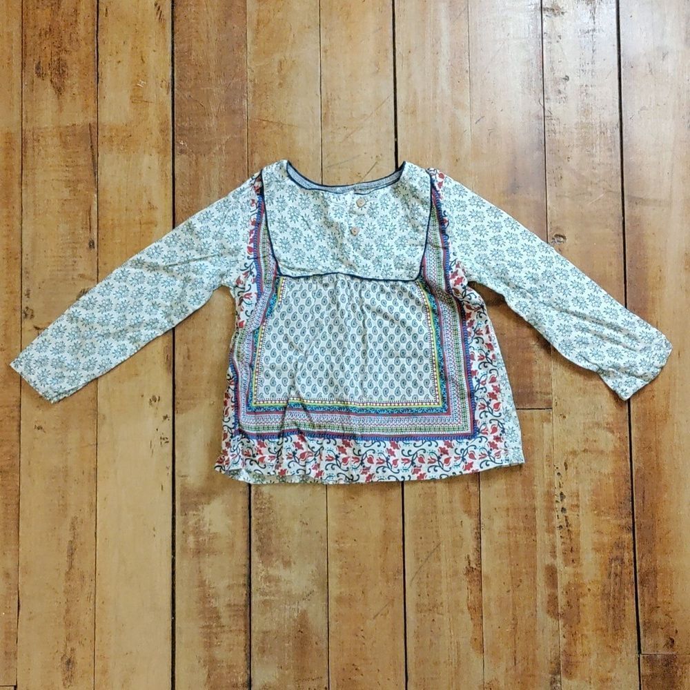 Carters long sleeve 3T floral paisley shirt blouse cotton spring boho patchwork